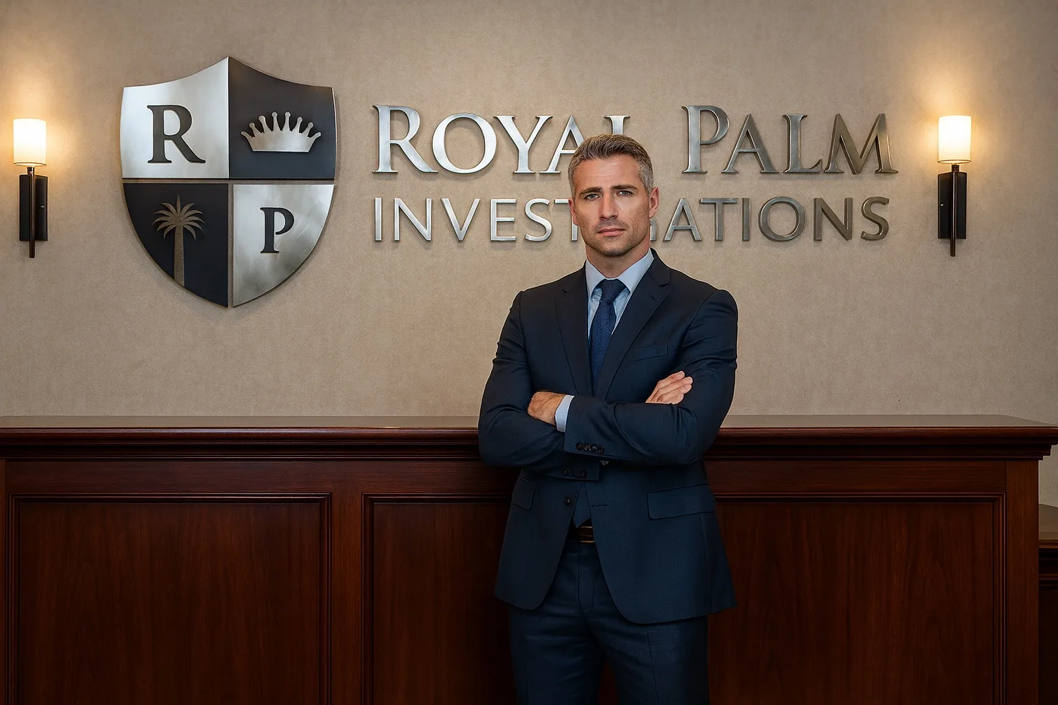 Private investigator conducting asset search investigation in Florida office