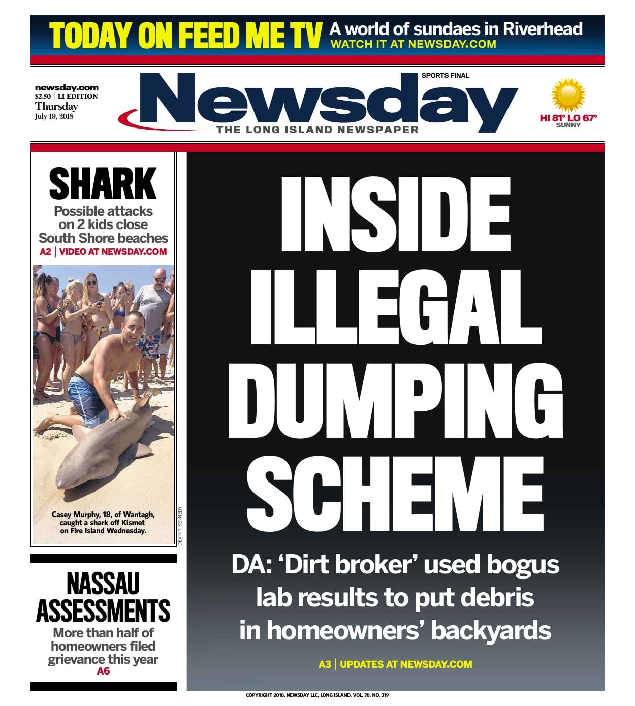 Newsday report describing Operation Pay Dirt as a record illegal-dumping bust